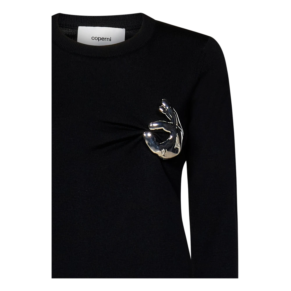Coperni Zwarte Ribgebreide Sweaters met Afneembare Mouwen Black Dames