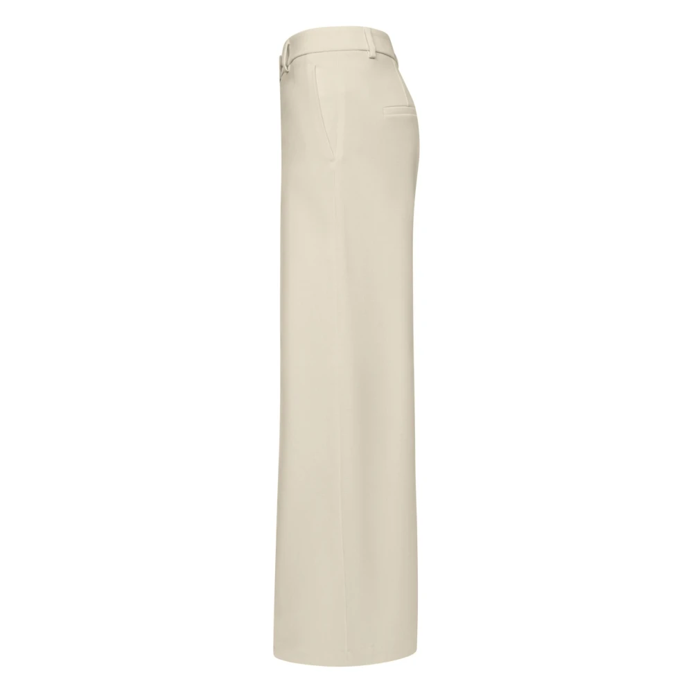 Seductive Mid Waist Wide Leg Trousers Beige Dames