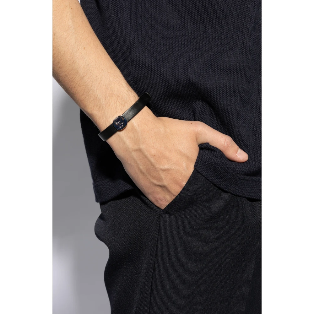 Salvatore Ferragamo Leren armband Black Heren