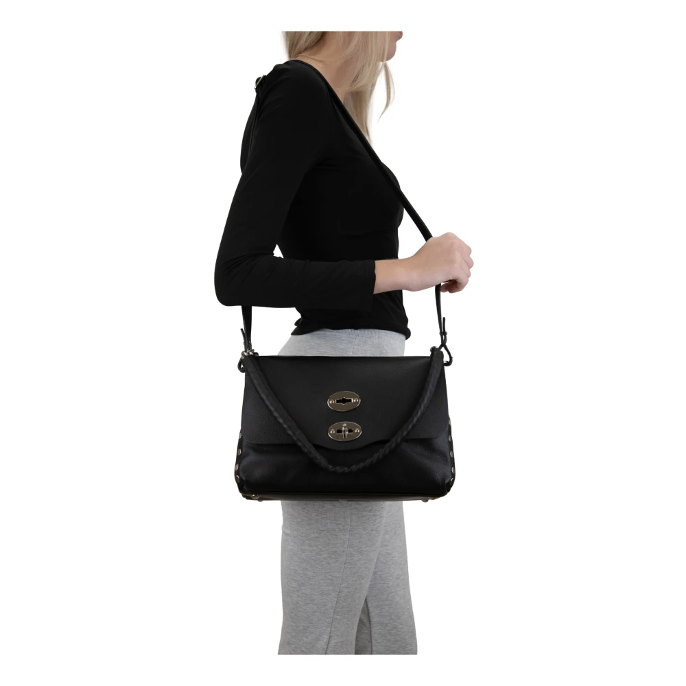 Zanellato Leren Dames Schoudertas Girello Black Dames