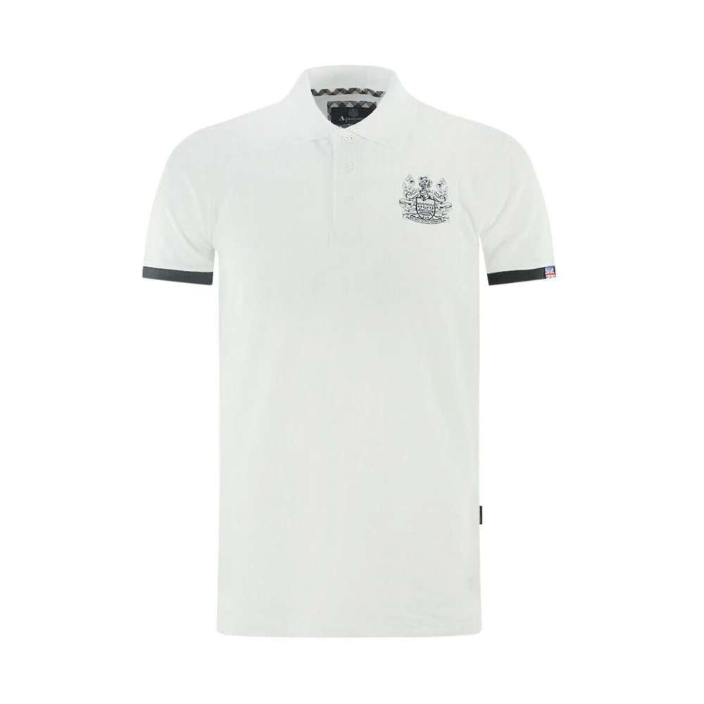 Aquascutum Katoenen poloshirt met contrastlogo White Heren