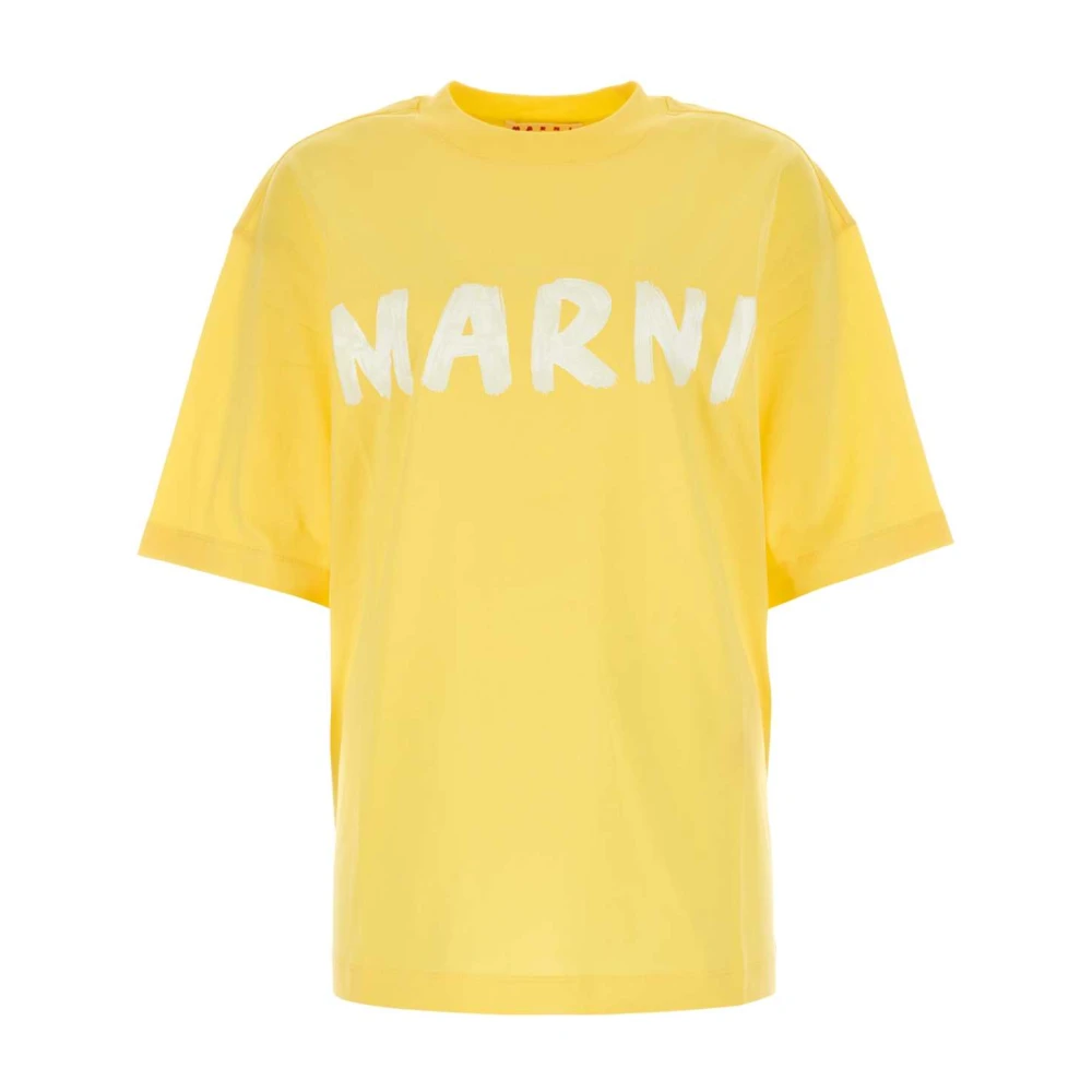 Marni Gele Oversized Katoenen T-Shirt Yellow Dames