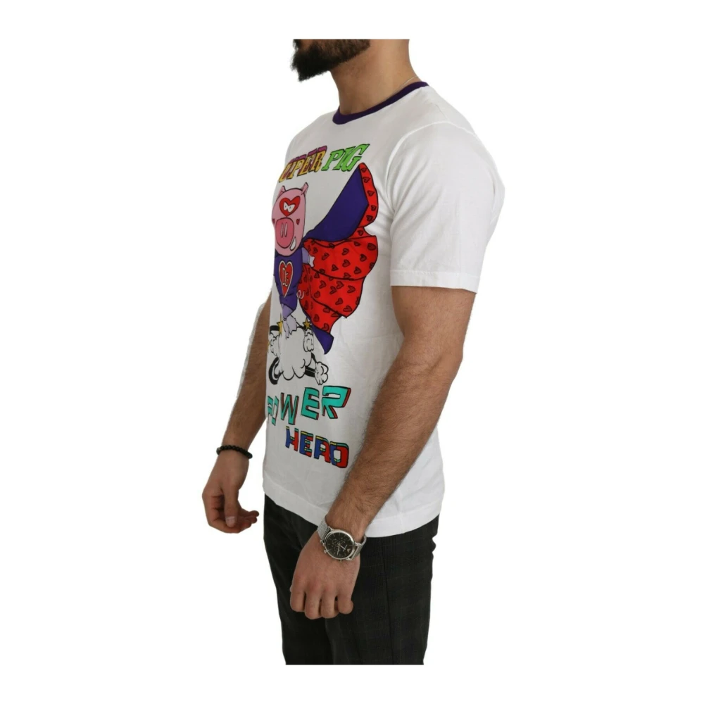 Dolce & Gabbana Stijlvol wit T-shirt met varkensmotief White Heren