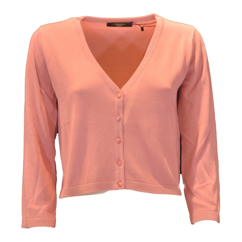 Max Mara Roze V-hals Mini Cardigan Pink Dames