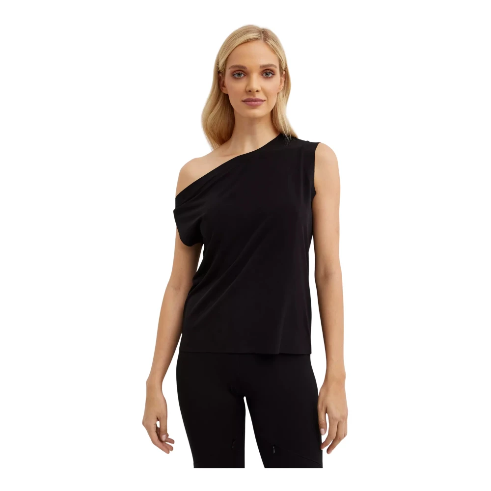 Norma Kamali Zwarte one shoulder top Black Dames