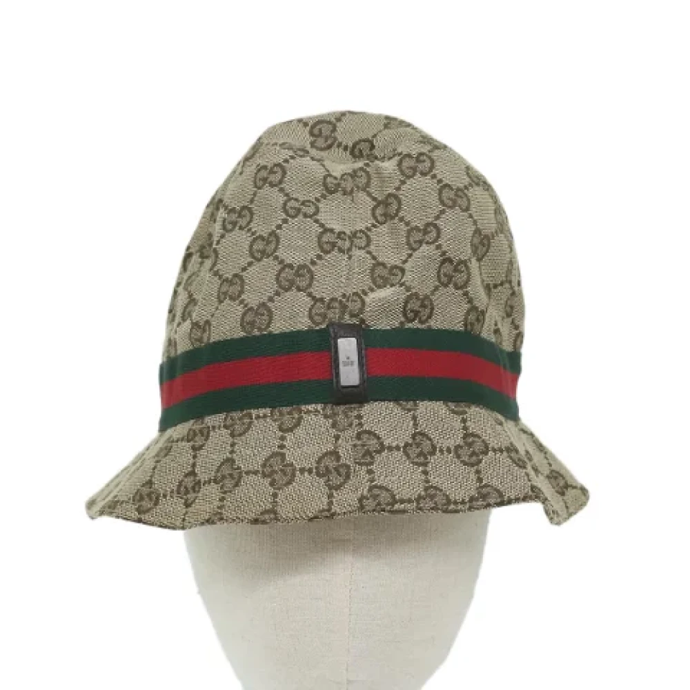 Gucci Vintage Pre-owned Canvas hats Beige Dames