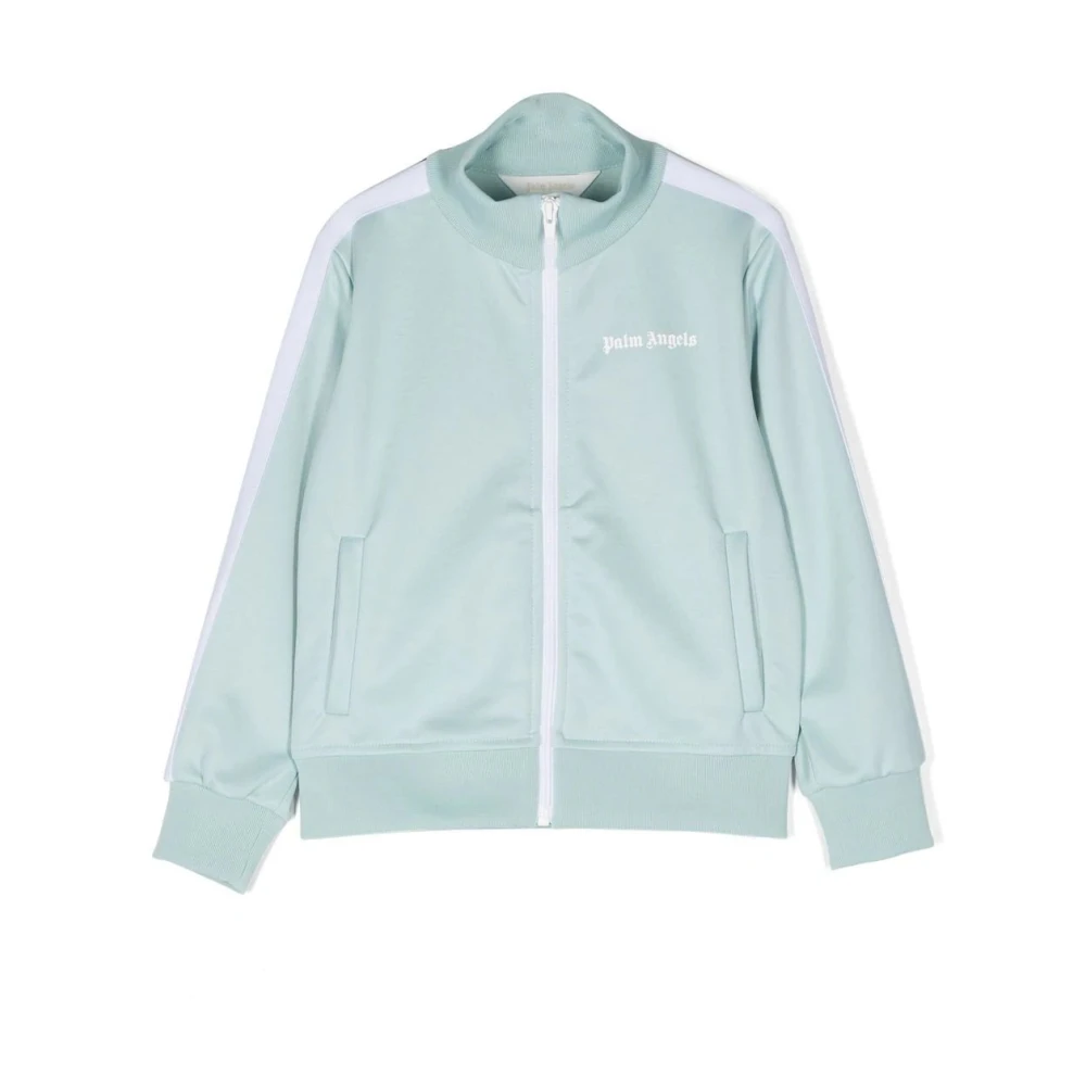 Palm Angels Barn Dusty Blue Track Jacket med Logo Print Blue, Unisex