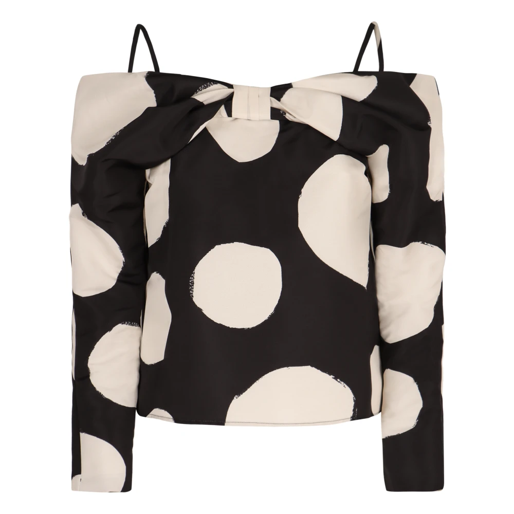 Nina Ricci Polka-dot Off-shoulder Katoenen Top Black Dames
