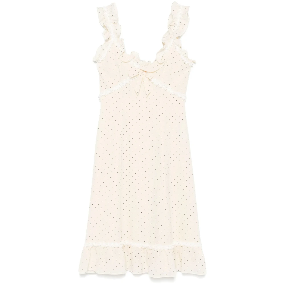 Alessandra Rich Gerimpelde V-hals Mouwloze Jurk Beige Dames