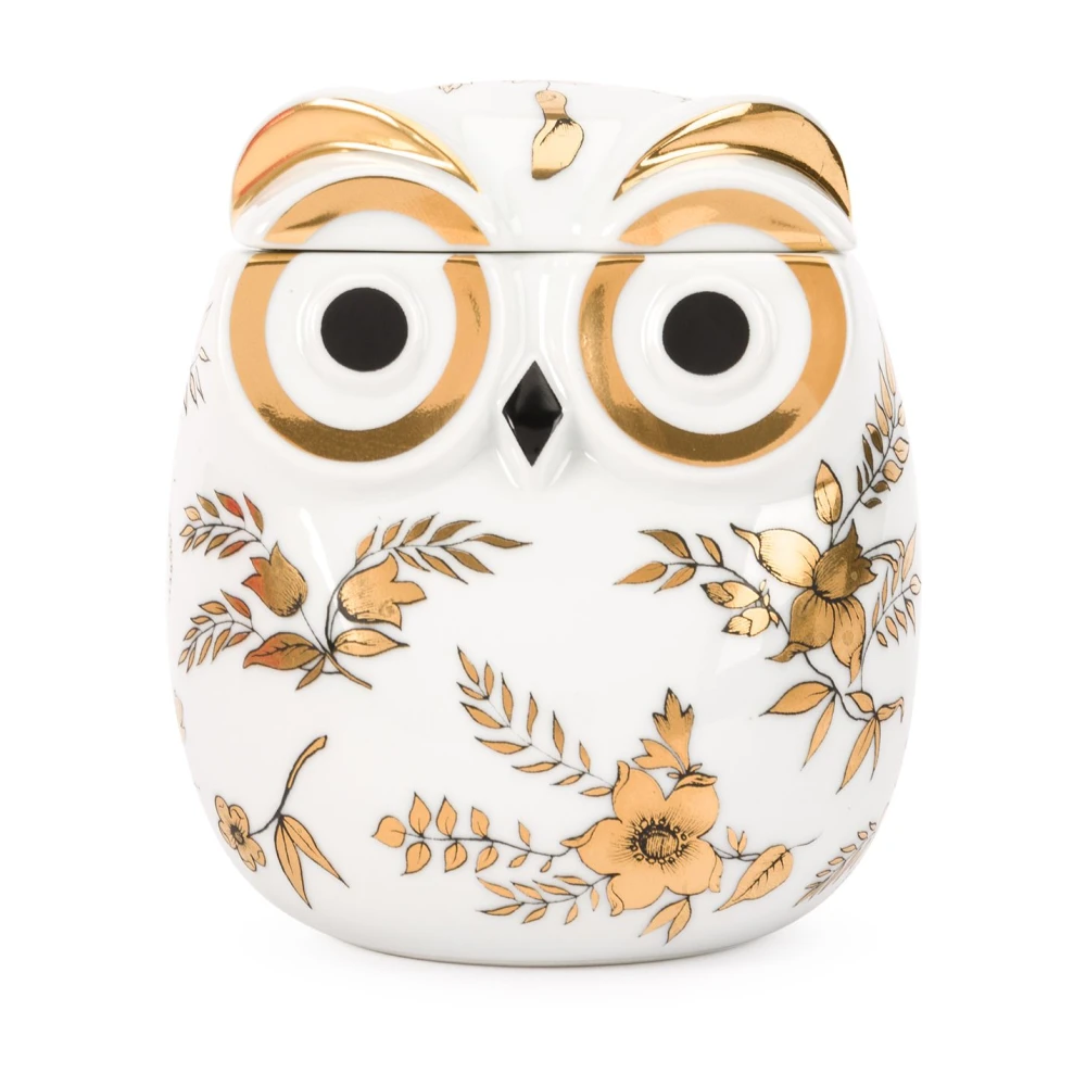 Fornasetti Uil Porseleinen Container Gouden Accenten White Dames