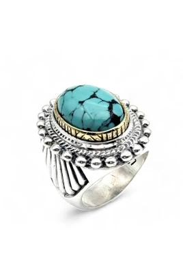 925 Silver Turkos Oval Ring