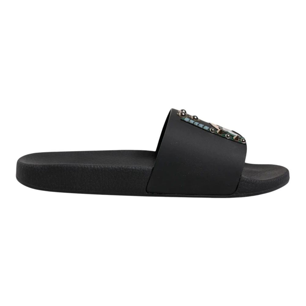 Dolce & Gabbana Men's Black Sliders, 12 Uk, Slides Slip On Sandals