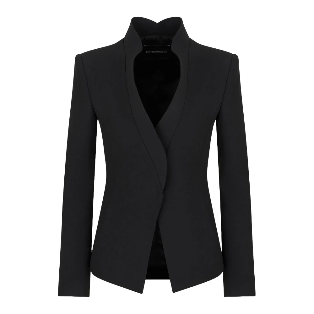 Emporio Armani Zwarte Cady Crepe Blazer Black Dames