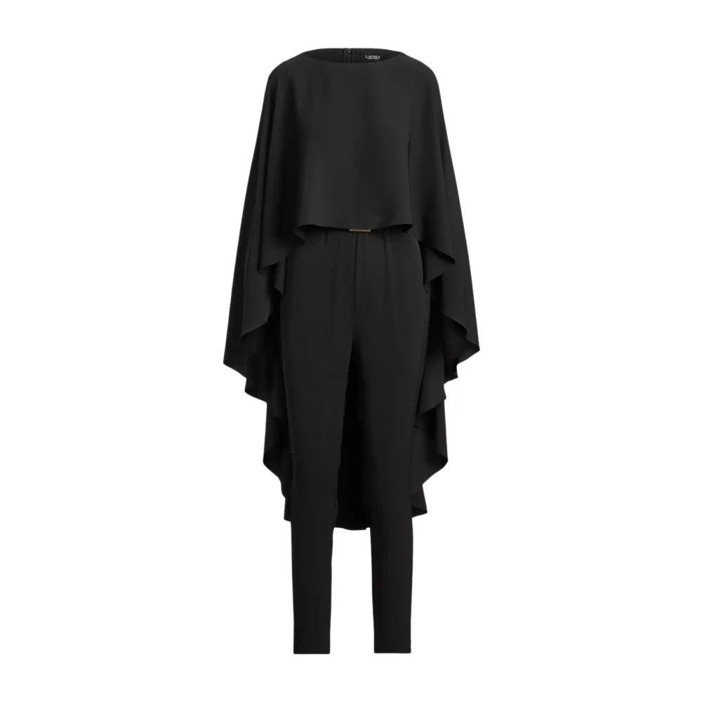 Ralph Lauren Zwarte jumpsuit met cape Black Dames