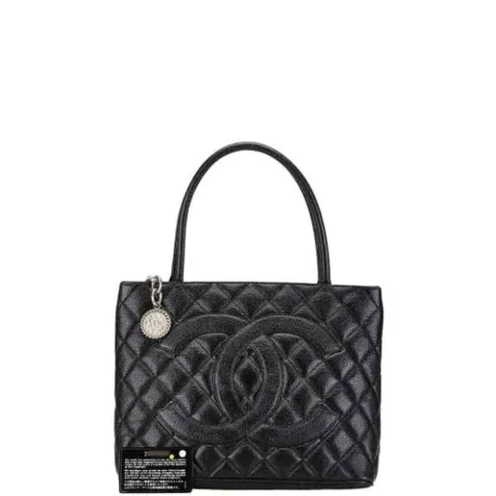 Chanel Vintage Pre-owned Leather totes Black Dames