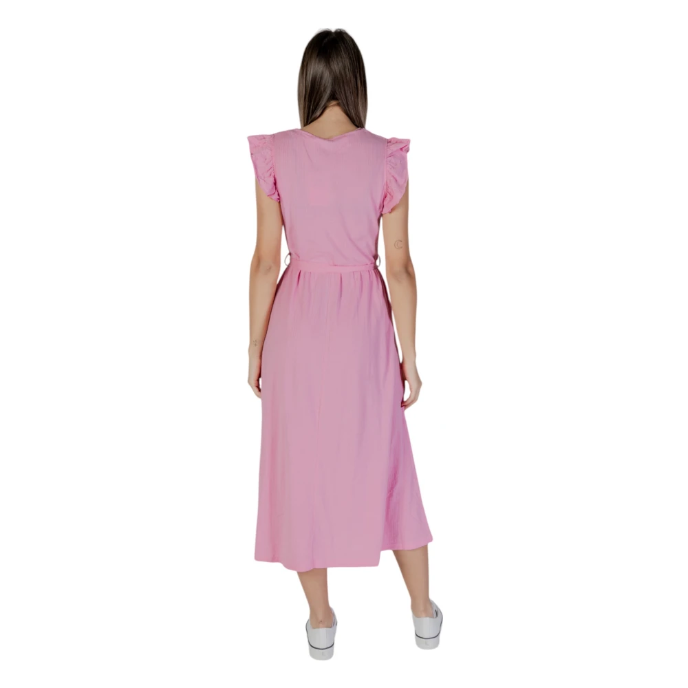 b.Young Roze Katoenen V-hals Jurk Pink Dames