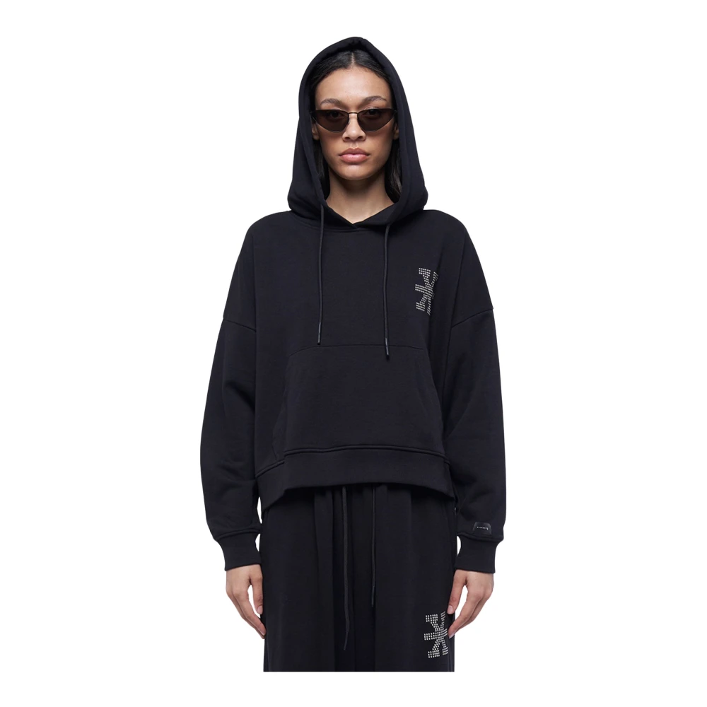 John Richmond Cropped Hoodie met Verstelbaar Koord Black Dames