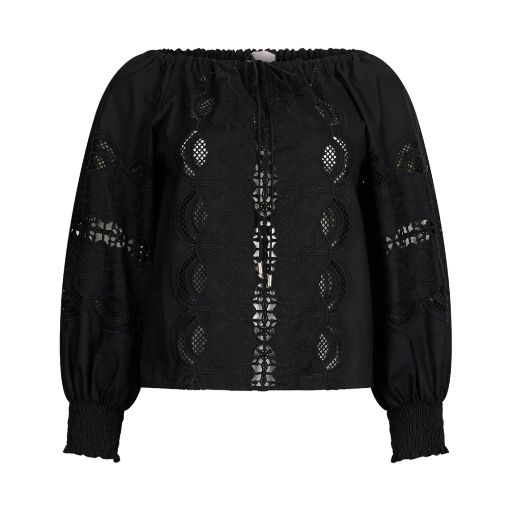 Liu Jo Women's Black Off-Shoulder Embroidered Blouse, Blouses, S, Blouses & Shirts
