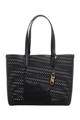 Svart Cowhide Läder Shopper Väska