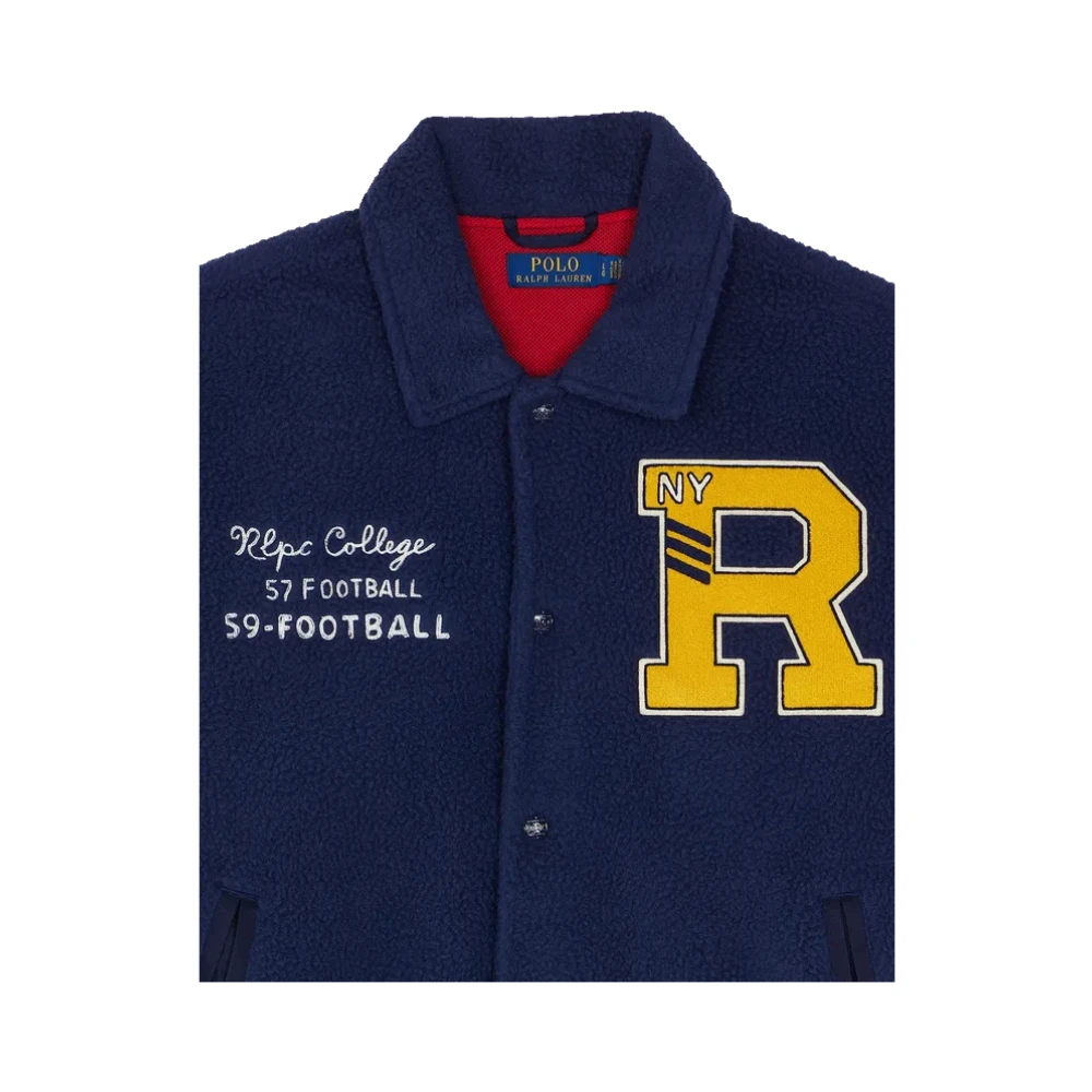 Polo Ralph Lauren Letterman Fleece Jack met Universiteitsgraphics Blue Heren