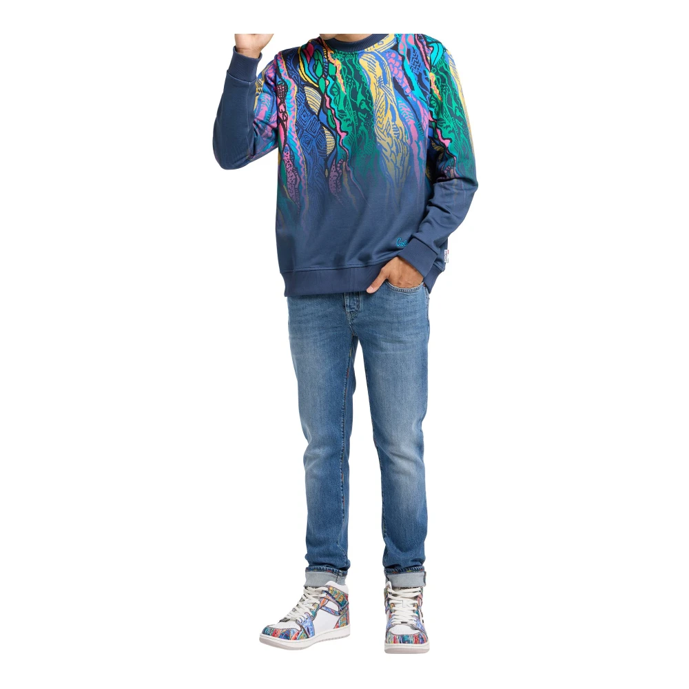 carlo colucci Kleurrijke Sweater Heren Donkerblauw Multicolor Heren