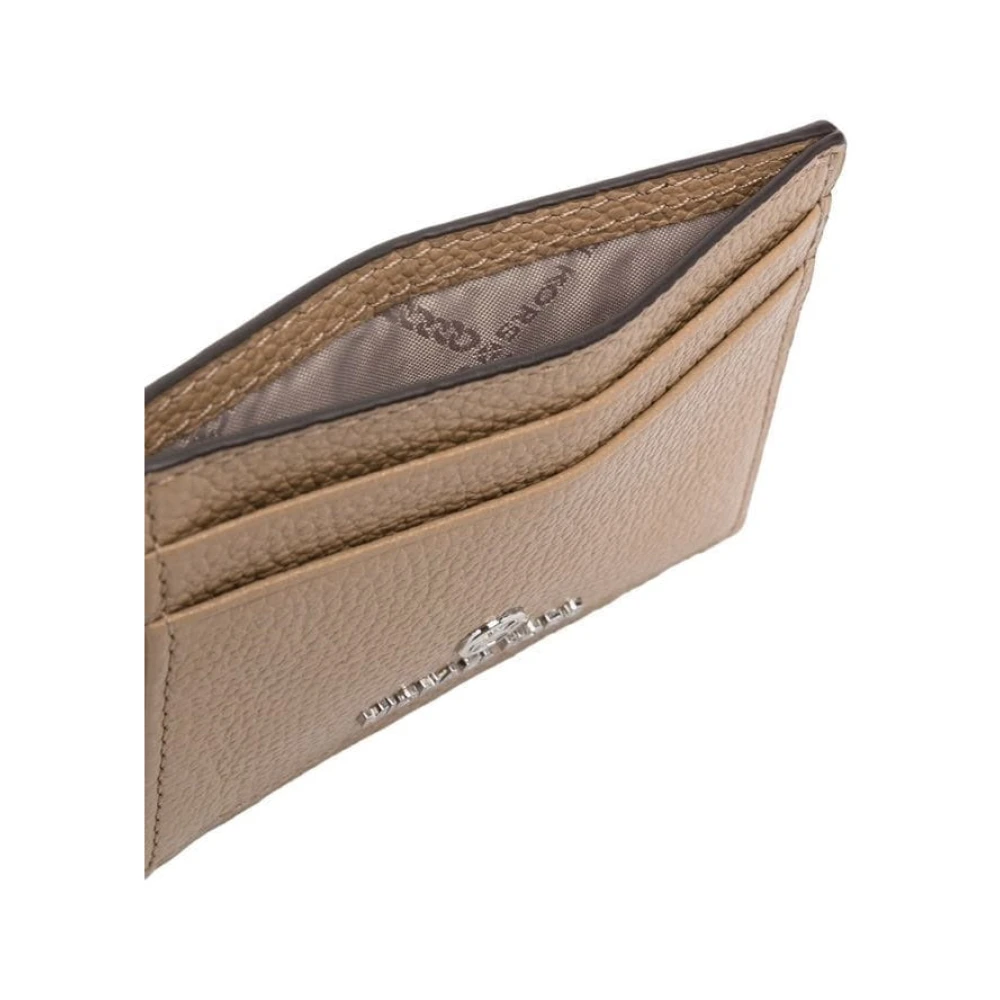 Michael Kors Kleine portemonnee met ketting van geperforeerd leer Brown Dames
