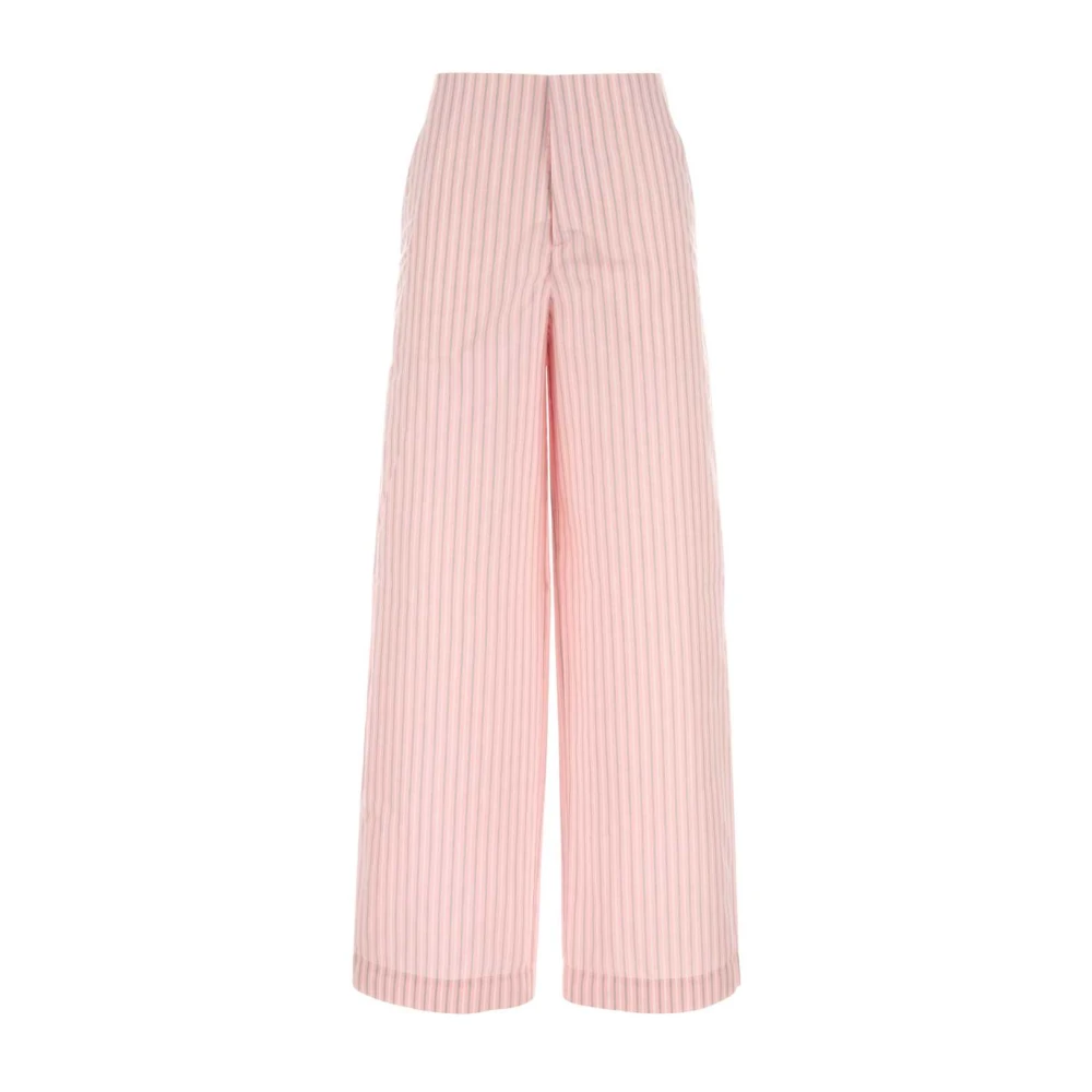 Philosophy Di Lorenzo Serafini Women's Pink Wide Trousers, 2XS, Embroidered Poplin Pant