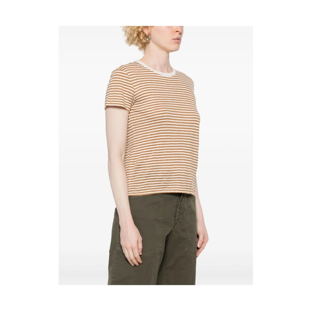 Frame Ronde Hals Korte Mouw T-shirt Brown Dames
