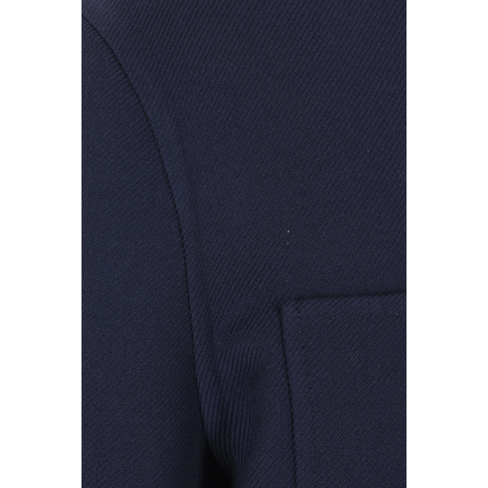 Valentino Garavani Blauwe Wollen Jas Koreaanse Kraag Blue Heren