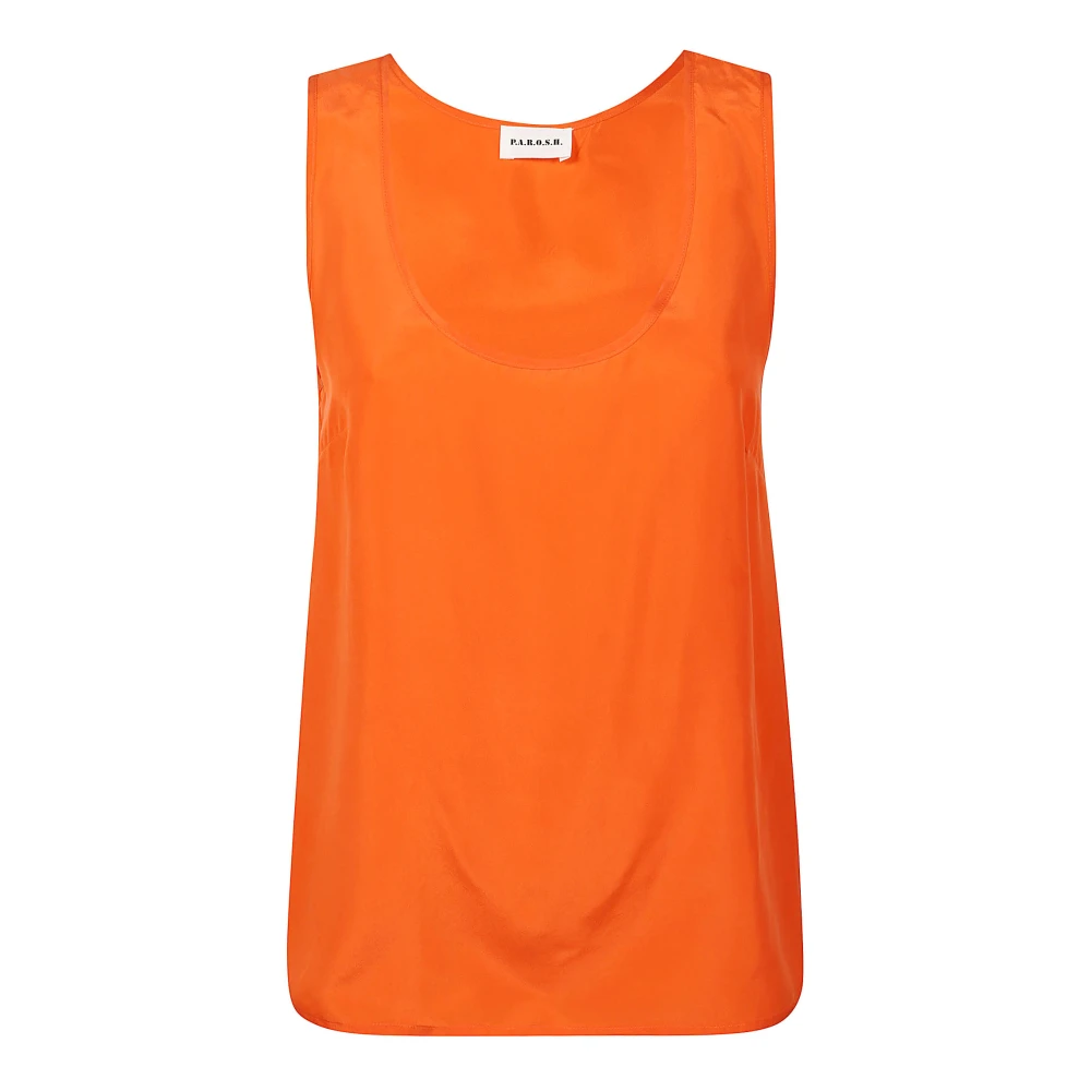 P.a.r.o.s.h. Oranje Zijden Crepe Top met Zijsplitten Orange Dames