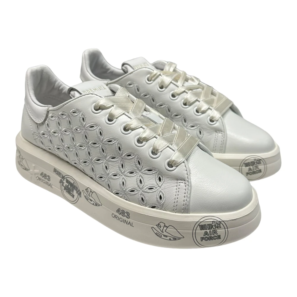 Premiata Gaatjesleer sneaker met satijnen veters White Dames