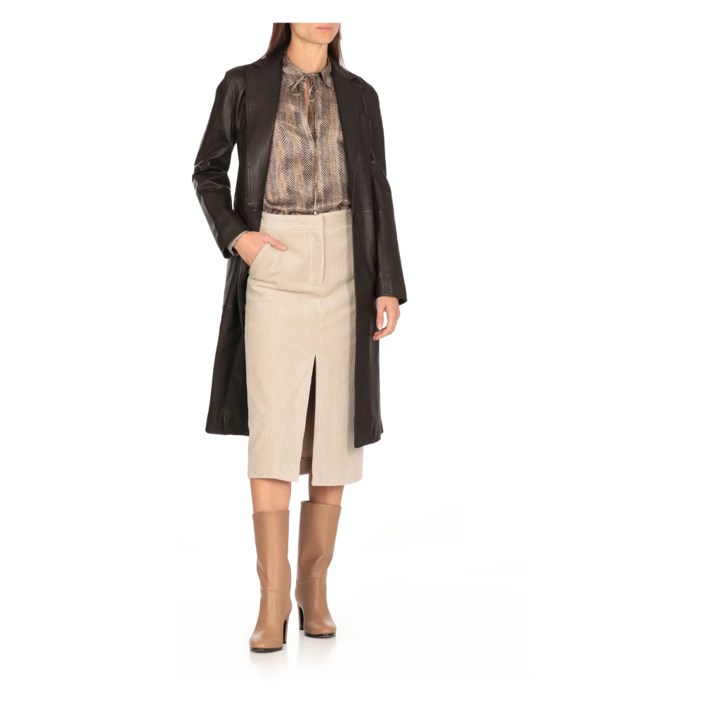 Antonelli Firenze Bruine leren jas met reverskraag Brown Dames