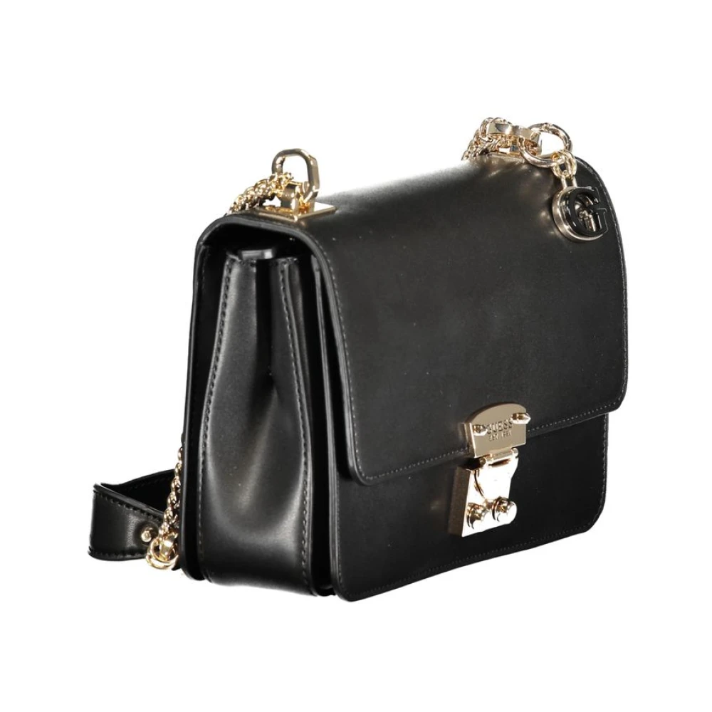 Guess Zwarte polyethyleen schoudertas met kettingriem Black Dames