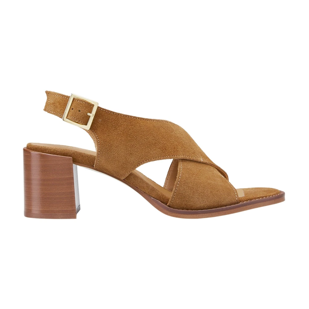Cosmoparis Mujer Marrón - Sandalias De Tacón De Gamuza Camel- Shoes - 39 Eu- Sandalias De Tacón De Gamuza Camel