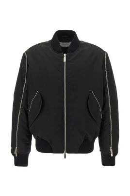 Arrow Embroidered Zip Bomber Jacket