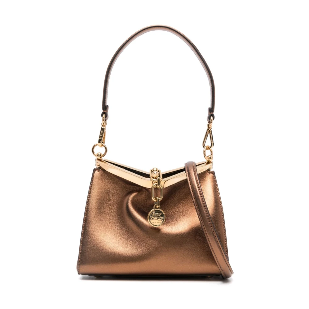 ETRO Gouden Bruine Metallic Handtas met Sluiting Brown Dames