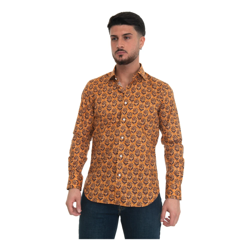 Càrrel Italiaanse Hals Casual Shirt Yellow Heren