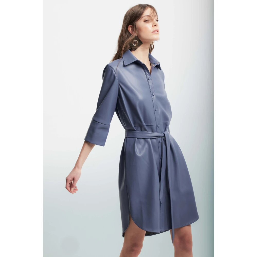 Kocca Elegante Midi Jurk met Riem Blue Dames