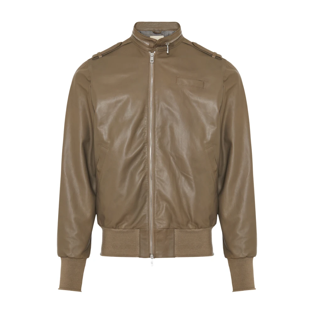 Giorgio Brato Leren Jas Beige Heren