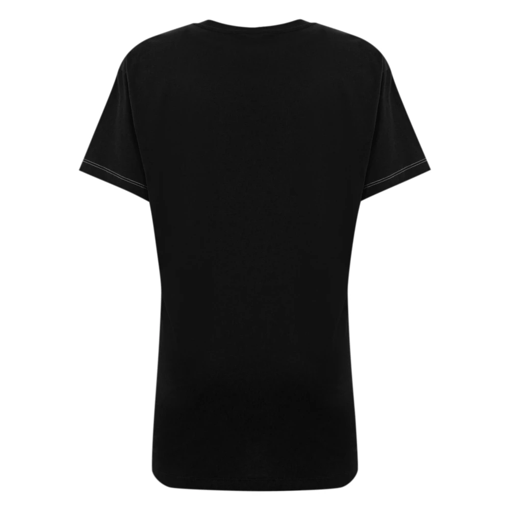 Elisabetta Franchi Zwarte katoenen T-shirt met letterprint Black Dames