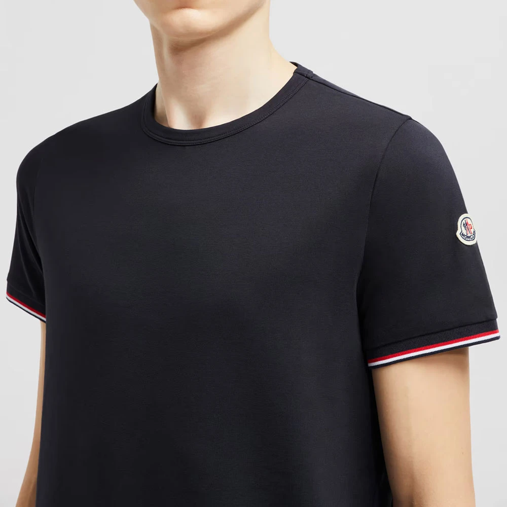 Moncler T-shirt met tricolour trim Navy Blue Heren