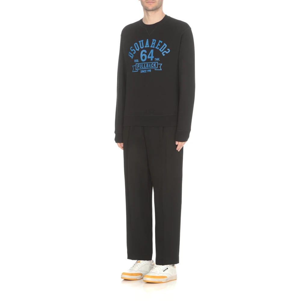 Dsquared2 Zwarte Katoenen Sweatshirt met Logo Print Black Heren