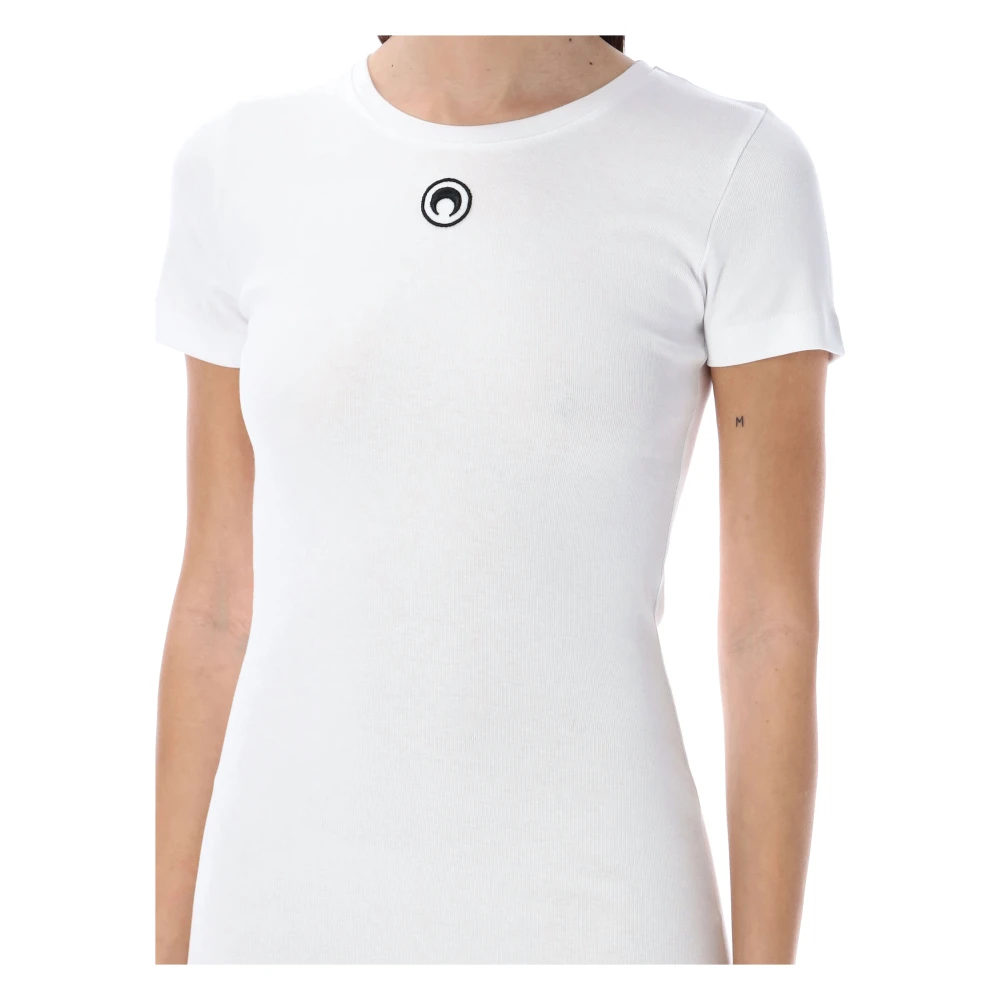 Marine Serre Witte Rib T-shirt Jurk White Dames