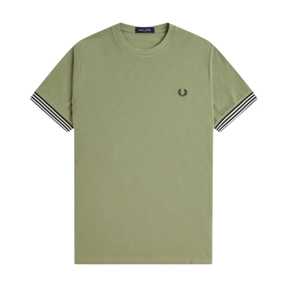 Fred Perry Men's Green T-Shirts, Xl, Striped Cuff T-Shirt