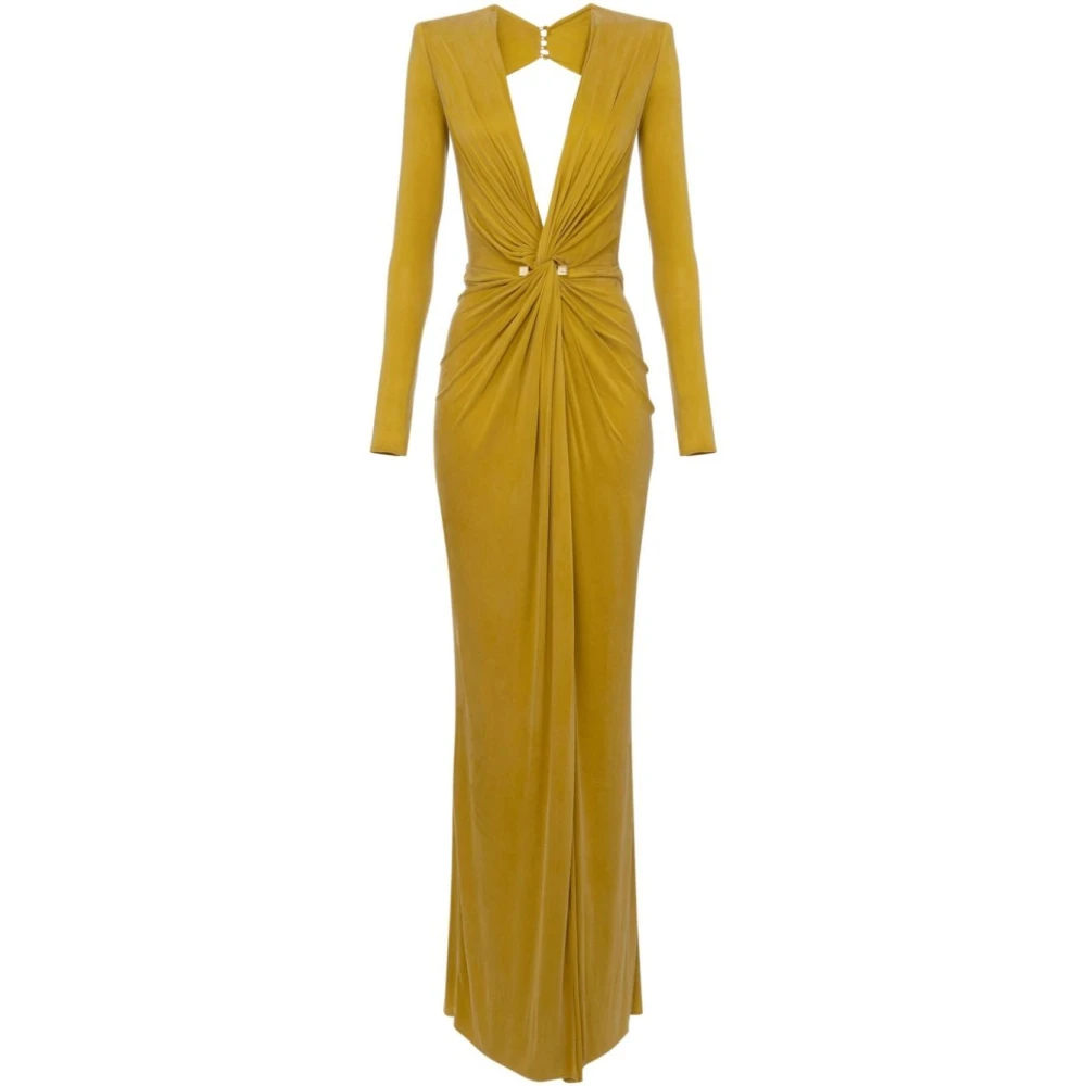 Elisabetta Franchi Elegante Avondjurken Collectie Yellow Dames
