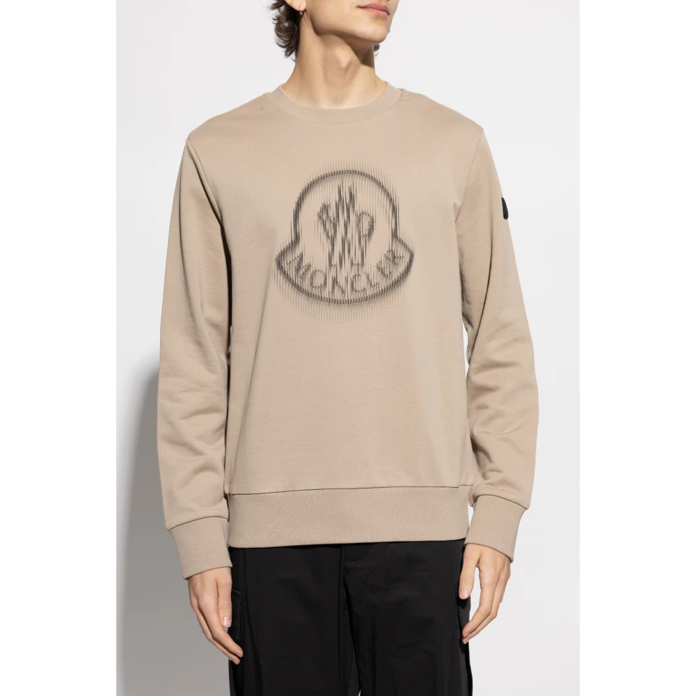 Moncler Sweatshirt met logo Beige Heren