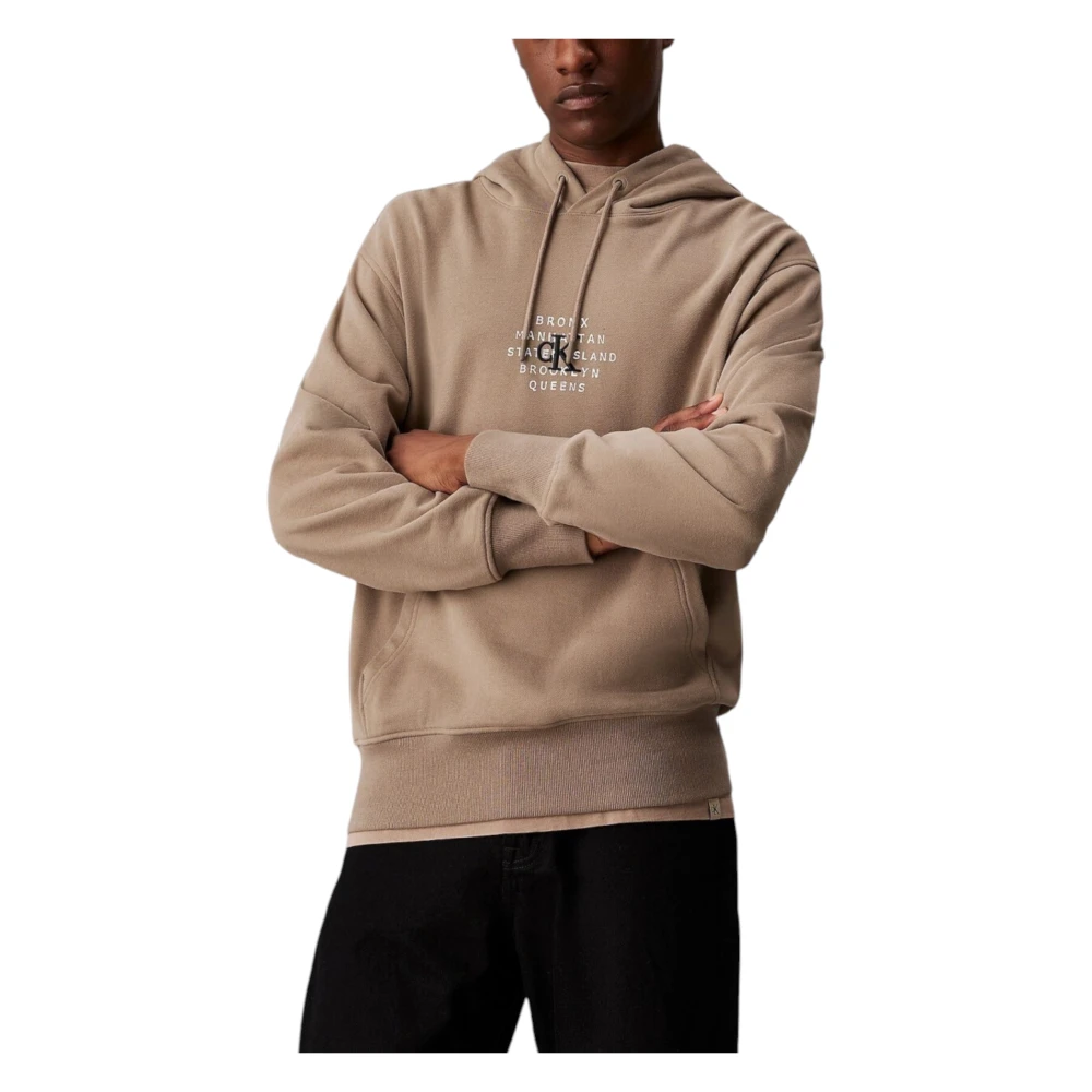 Calvin Klein Jeans Beige Hoodie met Enkele Zak Beige Heren