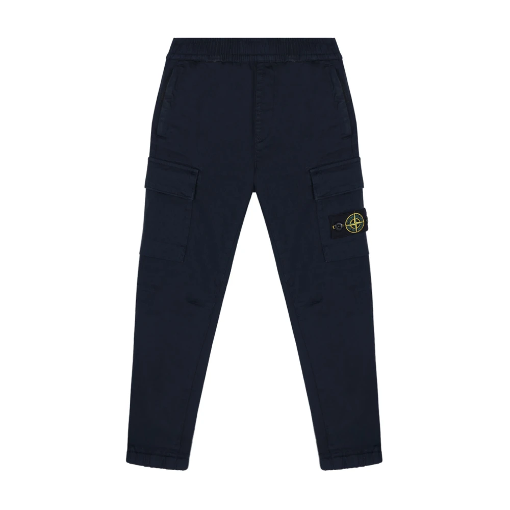 Stone Island Unisex Kids Blue Sweatpants, 2 Y, Logo Patch Trousers