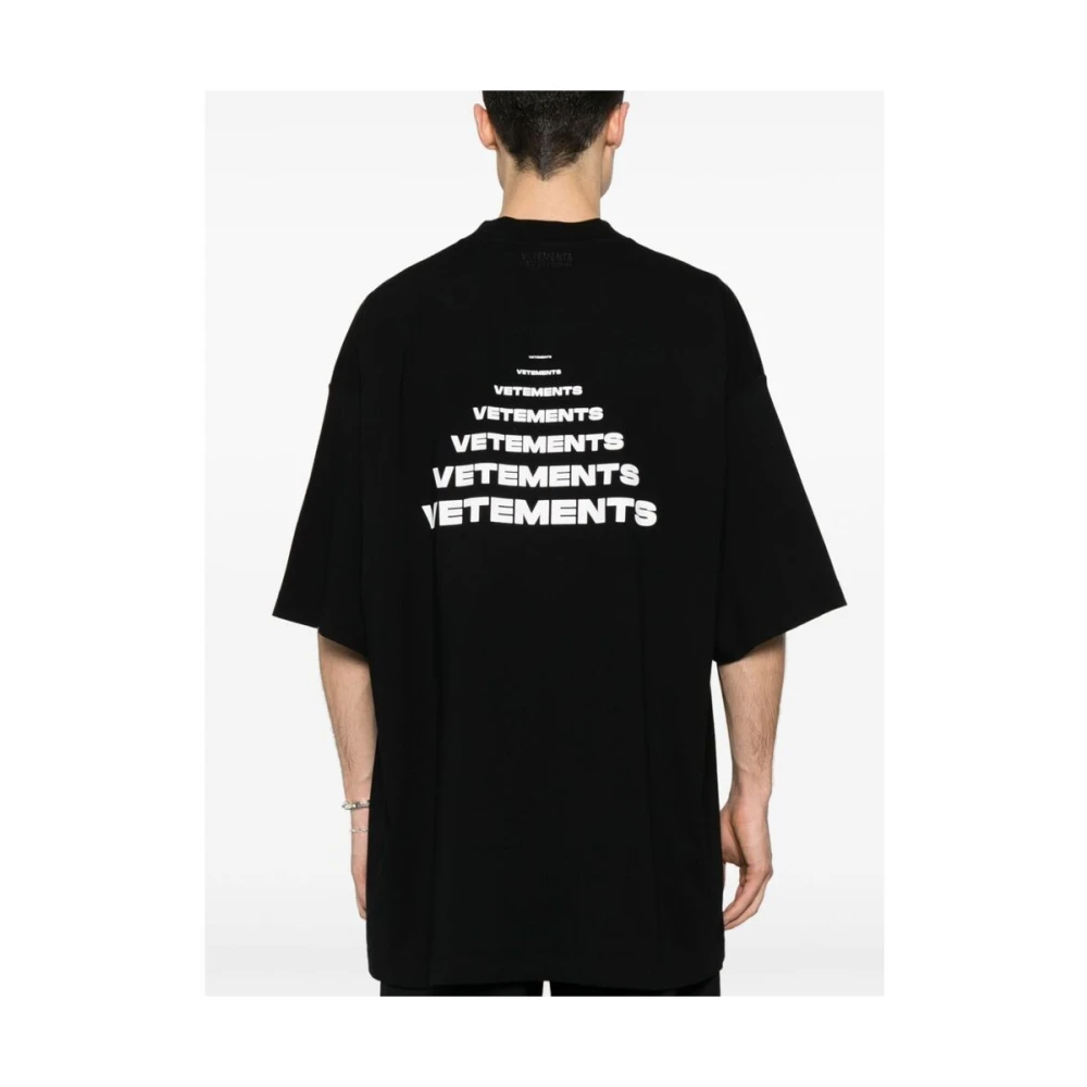 Vetements Zwart T-shirt met Logo Print Black Heren