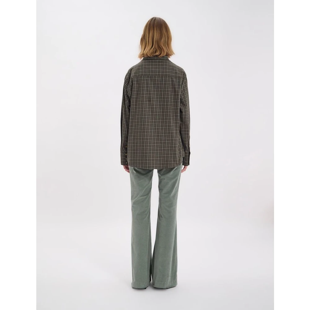 Ines De La Fressange Paris Maureen khaki katoenen geruite overhemd Green Dames